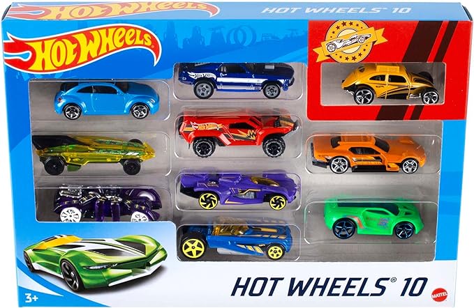 Hot Wheels - Set mit 10 Fahrzeugen im Maßstab 1:64