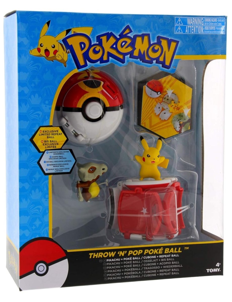 Tomy Pokémon Throw 'N' Pop Duell Pikachu Pokéball & Cubone Repeat Ball Figuren-Set