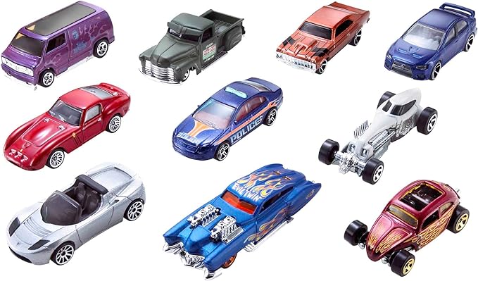 Hot Wheels - Set mit 10 Fahrzeugen im Maßstab 1:64