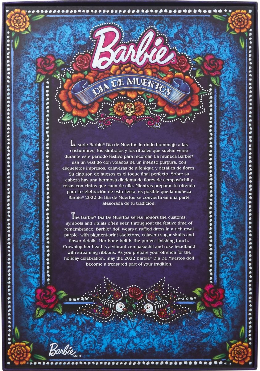 Barbie 2022 Día De Muertos Puppe mit traditionellem Rüschenkleid, Blumenkrone und Calavera-Gesichtsbemalung, Geschenk für Sammler