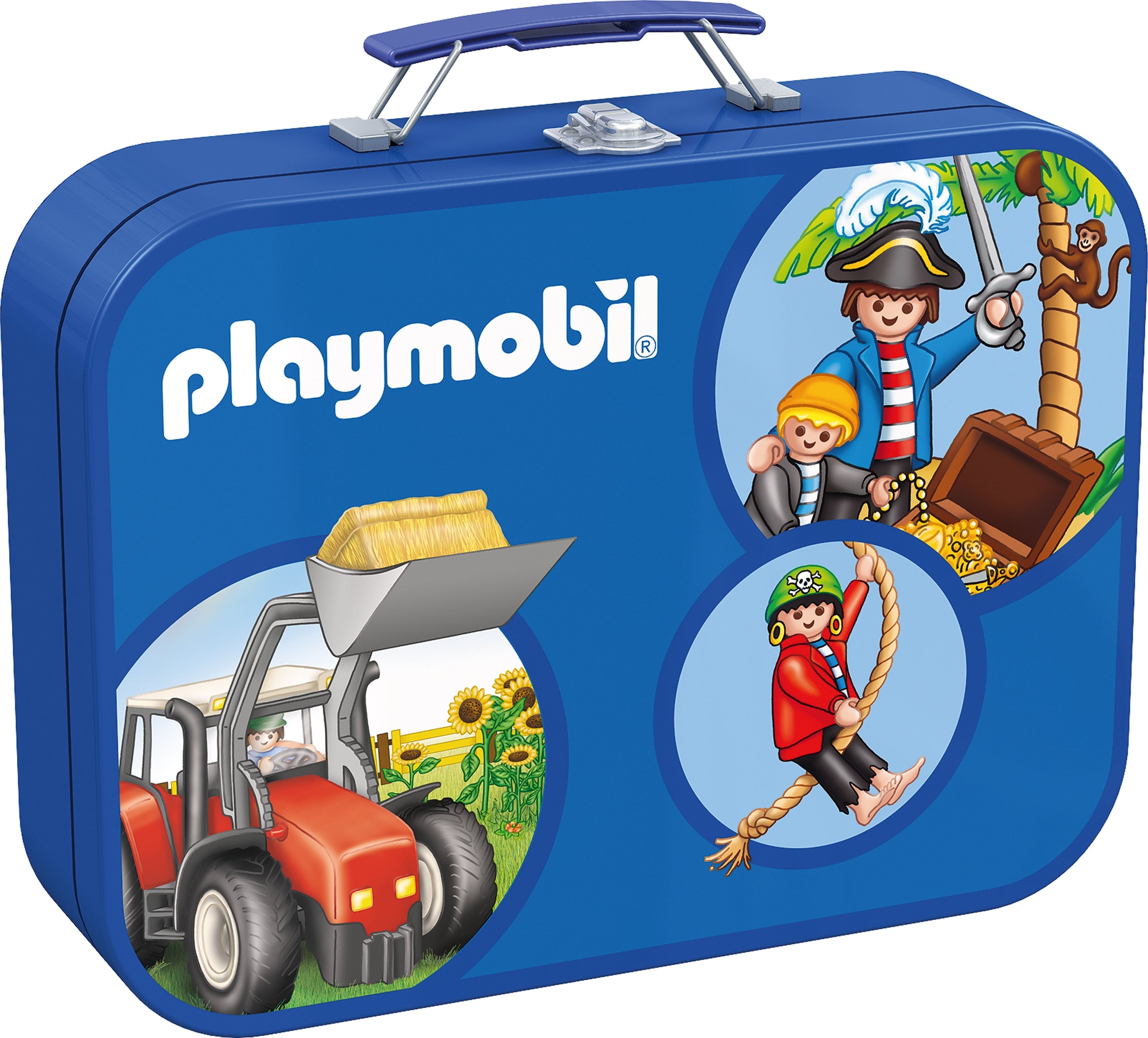Schmidt Spiele - Playmobil Puzzle-Box blau, 2x60, 2x100 Teile
