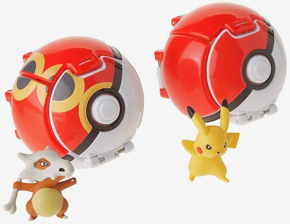 Tomy Pokémon Throw 'N' Pop Duel Pikachu Pokéball &amp; Cubone Repeat Ball Figure Set 