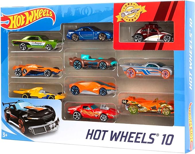Hot Wheels - Set mit 10 Fahrzeugen im Maßstab 1:64