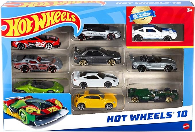 Hot Wheels - Set mit 10 Fahrzeugen im Maßstab 1:64