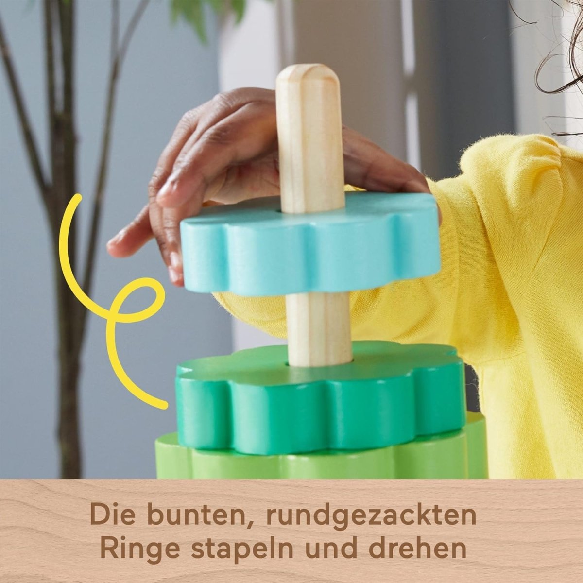 Fisher-Price - Colorful Wooden Ring Stacking Set 