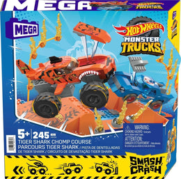 Mega Bloks - Hot Wheels Monster Trucks Tiger Shark Feuer-Rampe, inkl. 2 Autos