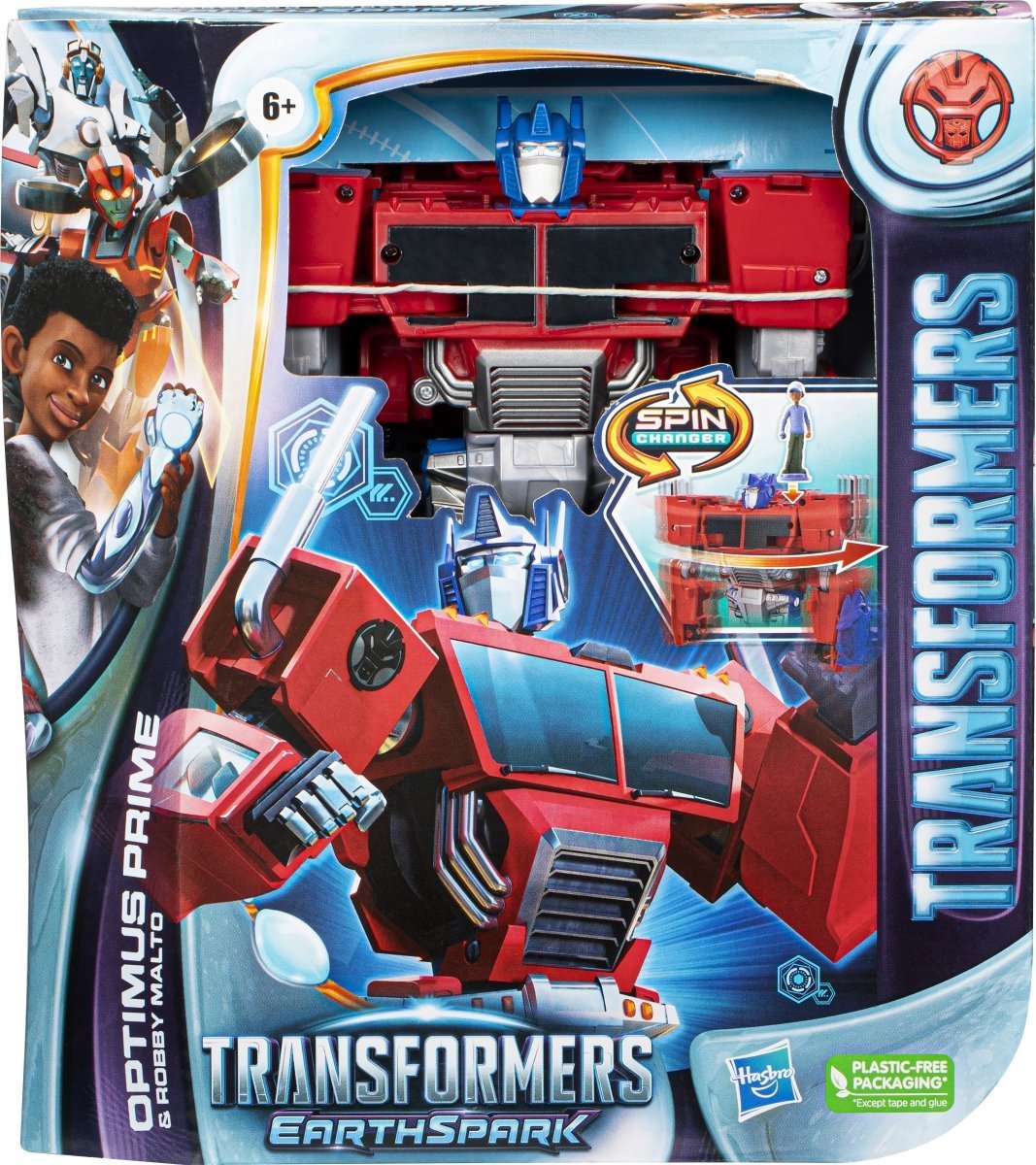 Hasbro - Transformers - EarthSpark Spin Changer Optimus Prime und Robby Malto Figur